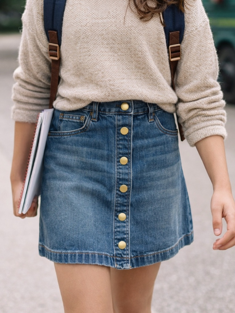 Crewcuts J.Crew Denim Skirt Girls Size 12 NWT Button Front Classic Wash